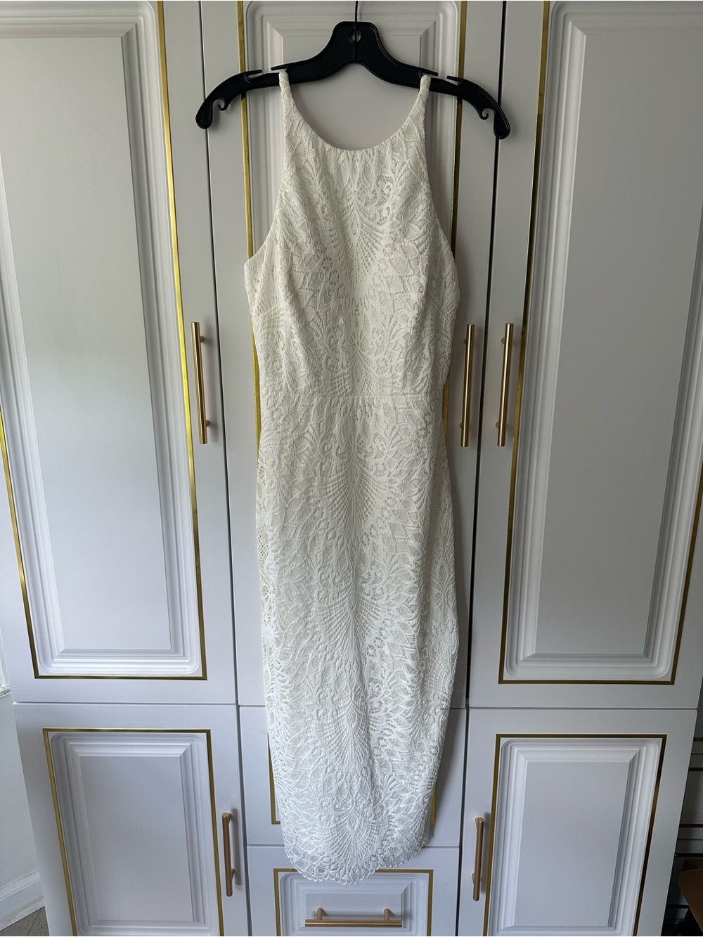 Aqua White Lace Maxi Dress